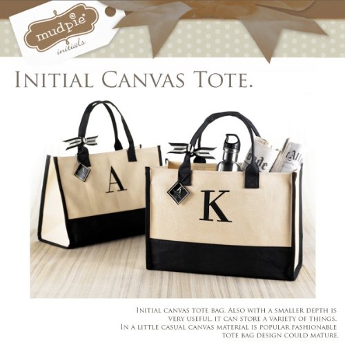 Mud Pie/マッドパイ INITIAL CANVAS TOTE/イニシャル キャンバストートバッグ【A】