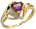 10k Gold Trillion Ring, w/ Brilliant Cut Diamonds & Trillant Cut February Birthstone 6mm Amethyst Stone, 7/16 in. (11mm) wide, size 9