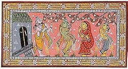 Ancient Art of India Wall Decor Patachitra Paintings Organic Color on Paper 8 x 15 inches