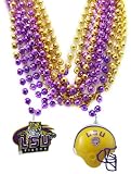 NCAA Louisiana State Team Medallion, Mini-Helmet and Mardi-Gras Bead Set