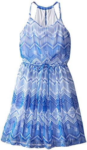 Speechless Big Girls' Printed Chiffon Dress, Cobalt Blue, 14