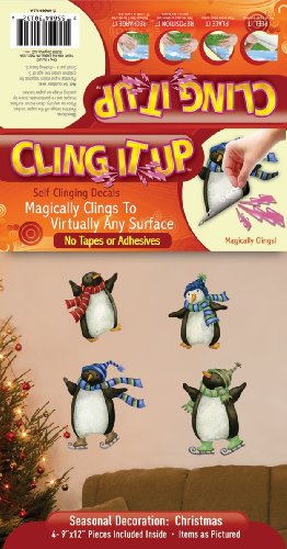 MagnaCard Cling It Up Penguins Seasonal Art Decals, 4 pack, 9 inch x 12 inch (30132)