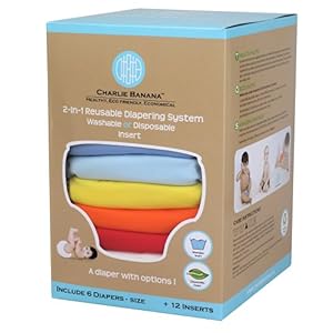 Charlie Banana 6 Reusable Diapers 12 Inserts Set Unisex Small
