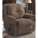 Brown Overstuffed Fabric Upholstered ROCKER / RECLINER