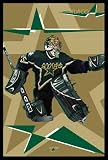 Marty Turco Dallas Stars Goalie Nhl New Art Black Wood-Mounted Poster Print - 24