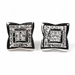 Men's Sterling Silver Earrings with Clear CZ - Square - 16 x 16 mm