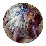 Sitting Dancer Lacing Her Slipper By Edgar Degas Round Mouse Pad