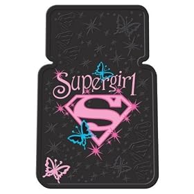 Officially Licensed Vehicle Floor MatsBlack - RubberFront Floor Mats - SuperGirl w/ Stars Logo 26" x 16.5" - 1 Pair