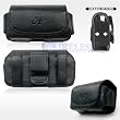 Black Leather Horizontal Extendable Cover Pouch Belt Clip for Samsung Sway U650, SGH-A637, Rant M540, Messager R450, Nokia 2600 Classic, Motorola Krave ZN4, Renegade V950, LG Incite CT810, Invision, Dare VX-9700 VX9700, enV2 VX-9100 VX9100, Vu / CU920 / C