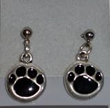 Paw Print Earrings with Surgical Steel Post Nickle Free Black