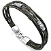 KONOV Mens Womens Leather Rope Bracelet, Tribal Braided Cuff Bangle, Brown Black Silver
