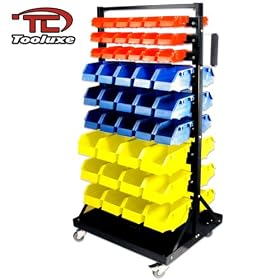 Heavy-Duty Rolling Parts Cart with 90 Organizer Bins - 450 Lb Capacity