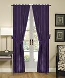Chezmoi Collection 4 Pieces Luxury Solid Purple Soft Velvet Lined Back Tap Window Curtain / Drape / Panesl 84"L