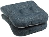 Alcove Capri Blue Chenille Gripper Chair Pad with Spill Guard, Set of 4