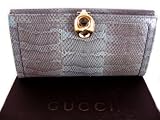 Gucci Wallets (Blue/Gray) 159641 Snakeskin Leather Long Wallet