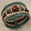 Cuff Bracelet - Wood and Glass Bead - Indonesian