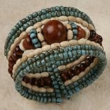 Wood and Glass Bead Cuff Bracelet