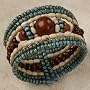 Cuff Bracelet - Wood and Glass Bead - Indonesian