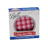 Ball #61145 Collection Elite Regular Mouth 12 Pk. Red Gingham Lids