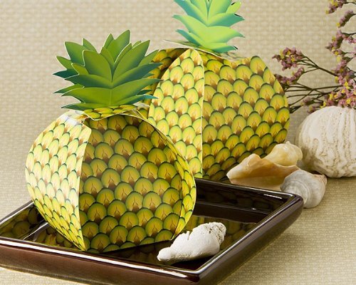 Tropical Treats Oversized Pineapple Favor Box (24 Pack) - Beach Favors - Destination Wedding Favor Boxes - Party Gift Packaging (Bulk Buy Discount!)