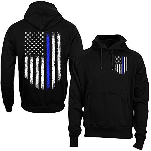 Thin Blue Line USA Flag Police Suppport Men's Hoodie Sweatshirt