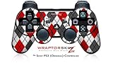 Sony PS3 Controller Skin Argyle Red and Gray
