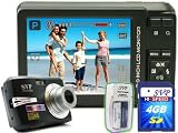 SVP Xthinn-8368 Black 10MP Max 3x Optical Zoom 3 LCD Digital Camera (4GB SVP High Speed SD Memory Card & AA Rechargeable Set Included)