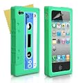 Stilvoll Gr�n Blau Und Wei� Retro Kassette Tape Silikon Gel Schutzh�lle F�r Apple iPhone 4/4S Mit Displayschutz