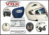 Large Pearl White VOX Racing Motorcycle Helmet Full Face Flip Up Motorcycle, Bike and Snowmobile Helmets with Free Accessory Bag
