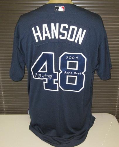 Tommy Hanson Signed Game Used Blue Atlanta Braves Jersey - Autographed MLB Jerseys