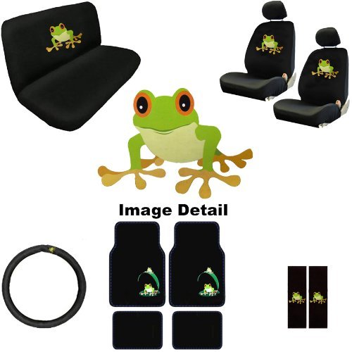 15PC Green Frog Shield Auto Accessories Interior Combo Kit Gift Set