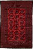 6'5 x 9'5 Red Hand Knotted Wool Afghan Rug