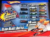 Hot Wheels Slam Blast Battle 18 Cars 2 Launchers PlaysetIMAGE
