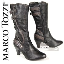 MARCO TOZZI Damen Winter Stiefel, Schnallendeko, schwarz
