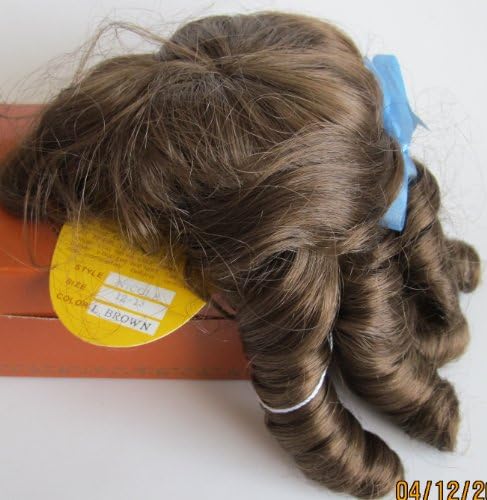 KEMPER Craft DOLL HAIR WIG Style NICOLE Fits SIZE 12" to 13" Color L. BROWN Synthetic JAPAN Fiber (Front Bangs &amp; Ringlets at Back)