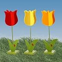 Tulips in Wood Cross Pot (14" H.) SET of 3 14" Tall Felt Tulips on Hand Painted Wood Base. Makes a Great Easter/ Spring Decoration! SET of 3