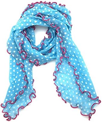 Liza Jane Norman Unique Designer Scarf (Light Blue and White with Pink Trim)