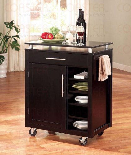 Coaster Kitchen Cart w 6 Shelves  Caster in BlackB007B7TB9G : image