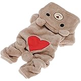 Pet Puppy Dog Love U Red Heart Bear Warm Fleece Hoodie Winter Clothes Jumpsuit Coat Clothes Hooded Coat,Asian size:XL/L/M/S/XS