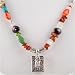 Turquoise, Amber, Garnet and Carnelian Beaded Prayer Box Necklace, 25 long, #8976