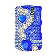 Sparkling Blue Diamond Pearl Heart Full Diamond Rhinestone Snap on Hard Skin Faceplate Bling Cover Case for Blackberry Curve 8300 8310 8330