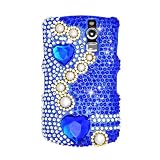 Sparkling Blue Diamond Pearl Heart Ful Ldiamond Rhinestone Snap on Hard Skin Faceplate Bling Cover Case for Blackberry Curve 8300 8310 8330