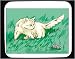 Decorated Mouse Pad with cat, white, mouse, grass, lawn