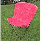 Caravan Folding Faux Fur Butterfly Chair with Matching Carry Bag Fabric Color: Hot Pink
