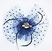 Womens Big Flower Mesh Feather on Hair Clip Headwear Fascinator (C-Navy Blue)