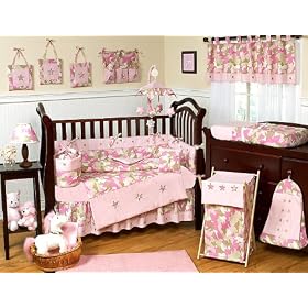 JoJo Designs 9-Piece Baby Crib Bedding Set - Pink and Khaki Camo Military Camouflage Army