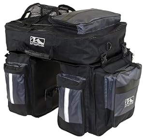 M-Wave Traveller - Alforjas para portaequipajes de bicicleta 3 compartimentos, 62 L, color negro y gris. 4 kg