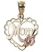 Jewelry : 14k Yellow and Rose Gold "Mom" Heart Charm