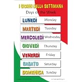 Italian Language Poster - Days of the Week Bilingual Chart for Classroom and Playroom ~ Long Bridge Publishing