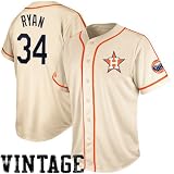MLB Majestic Nolan Ryan Houston Astros #34 Cooperstown Collection Traditional Jersey - Cream (Large)